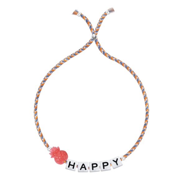 Square Letter & Charm Bracelet "Happy"