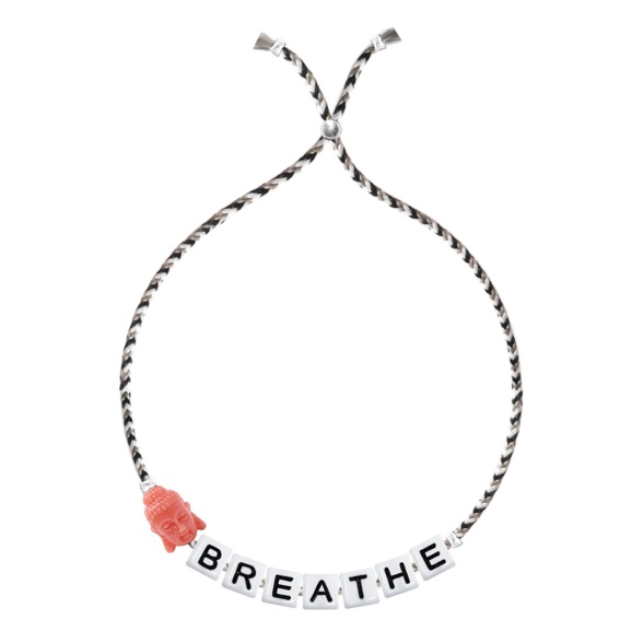 Square Letter & Charm Bracelet "Breathe"