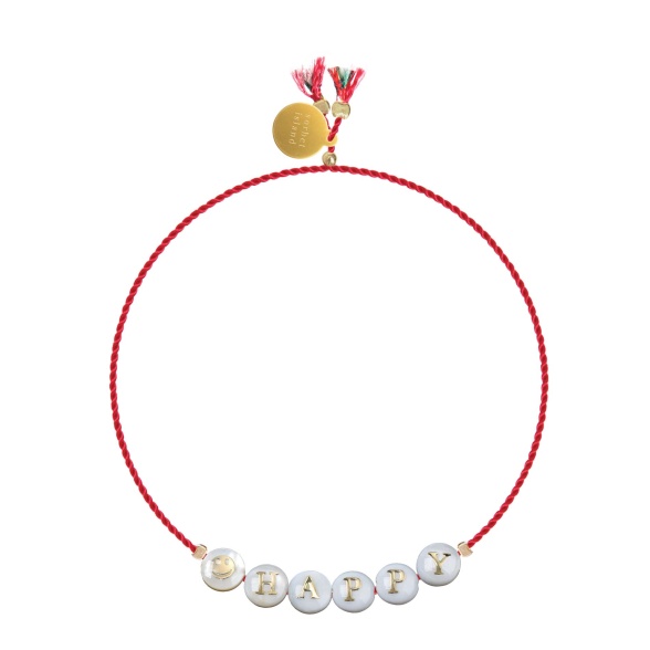 Happy - Bubble Mother Of Pearl Letter Bracelet